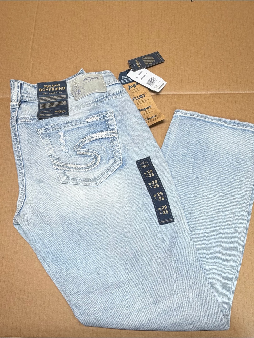 Silver Jeans Light Blue Boyfriend Crop Jeans